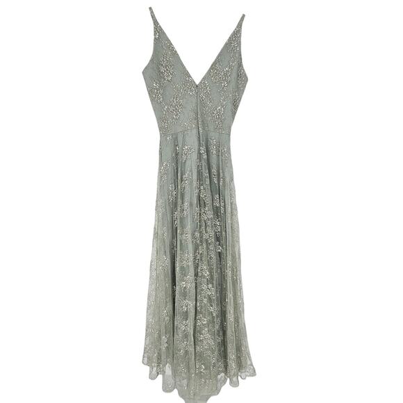 Dress the Population Dresses & Skirts - Dress the Population Floral Lace Sleeveless Sage Ball Princess Floor Length Gown